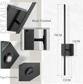Black door handle with measurements and details on a white background